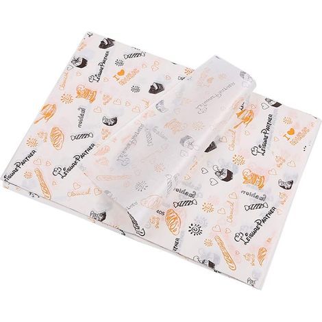 100 Sheets of Food and Sandwich Paper, Food Wrapping Paper, Baking Deli Basket Liner, Greaseproof Packaging for Cake/Gift/Cheese Burger/Sandwich/Bread (1/5)