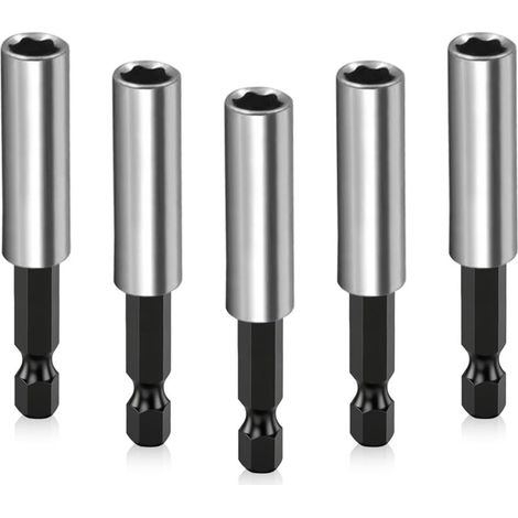 Set di 5 portainserti magnetici a cambio rapido da 1/4" (60 mm) per trapani elettrici, avvitatori a impulsi e avvitatori a batteria.