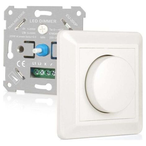 LED Light Dimmer 5-200W, Dimmable LED Dimmer Switch 220V-240V, Rotary LED Dimmer for dimmable, incandescent, halogen LED lamps. Quiet and energy efficient (1/4)