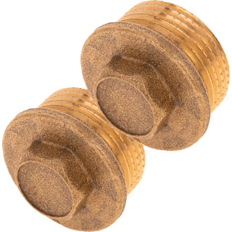 PrimeMatik - Lot de 2 bouchons mâles 3/4" en laiton zingué pour installations d'eau (1/5)
