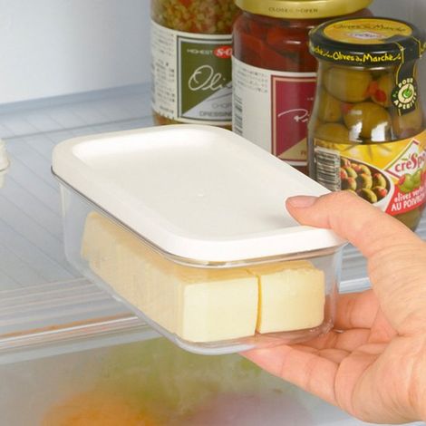 Mantequera,Caja para patatas fritas,Con cortador de mantequilla,Recipiente para queso,Caja para almacenar queso,Bol para patatas fritas (1/4)