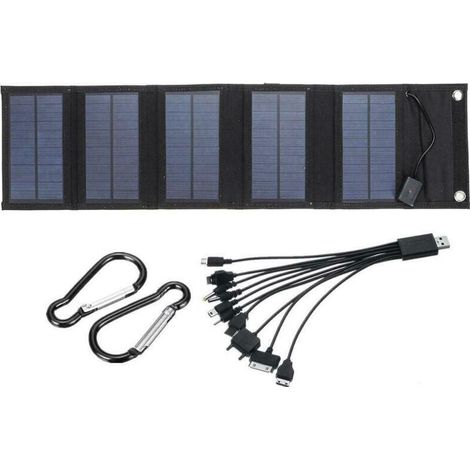 Chargeur de panneau solaire pliable 70 W avec sortie 5 V DC (10 connecteurs) et port USB, centrale électrique portable-- (1/5)