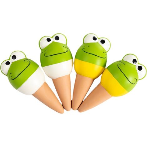 Juego de 4 goteros automáticos con forma de rana para riego por goteo, de cerámica, prácticos y reutilizables, para plantas en maceta y jardinería. (1/5)