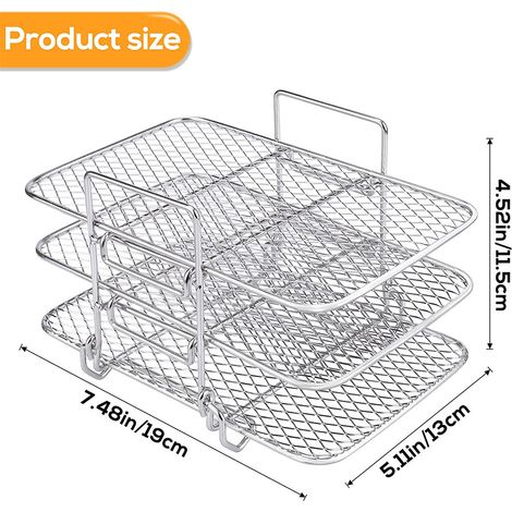 Grilles friteuse air empilables lot 3, accessoires cuisson inox barbecue pratique (1/4)