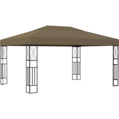 Cenador de tela gris taupé 3x4 m