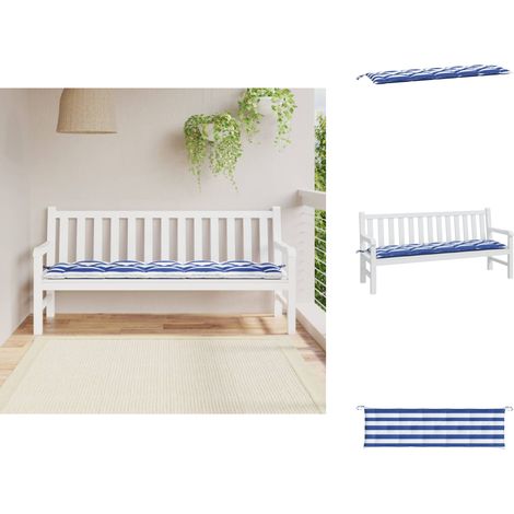 vidaXL Gartenbank-Auflage Blau & Weiß Gestreift 180x50x7 cm