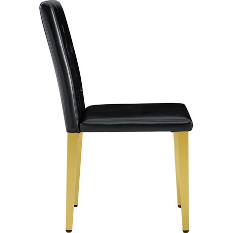 Set tavolo e sedie da pranzo rotondo in vetro temperato 85 cm nero e oro (1/5)