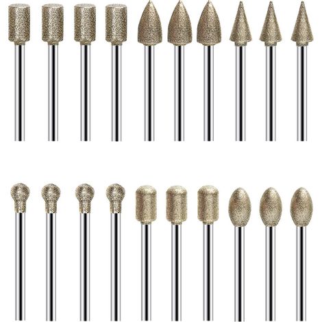 20 embouts diamantés, grain 120, tige 3mm (1/5)
