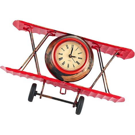 Horloge Bureau d'avion en métal, modèle rétro forgé, Ornement Vintage pour Chambre ou Salon (1/5)