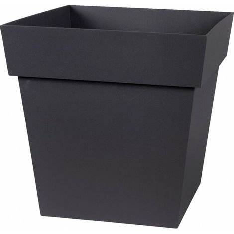 Pot de fleur Toscane bas 32 x 32 x 32 cm carré - 22 litres - gris anthracite - (1/5)