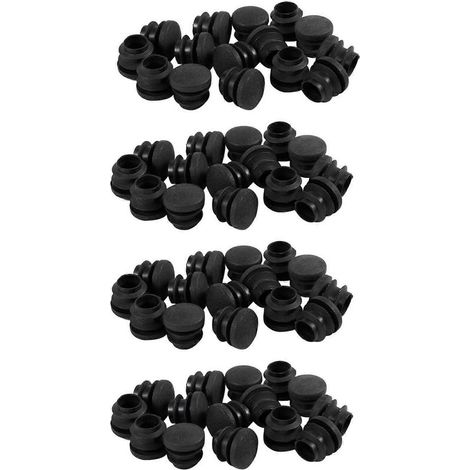 Packung mit 60 runden, schwarzen Kunststoff-Endkappen für 16-mm-Rohre (1/5)