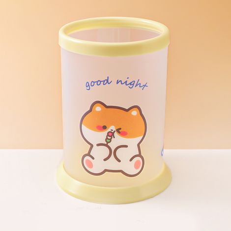 Pochette pliante ronde Shiba Inu pour ranger stylos et fournitures de bureau, support à crayons mignon et compact, boîte de rangement pour étudiant et bureau, design cartoon (1/5)
