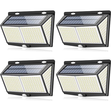 4er-Set solarbetriebene Wandleuchten mit 288 LEDs, PIR-Bewegungsmelder, wasserdicht, für den Außenbereich, Garten, Terrasse, Hof, Zaun und Landschaftsgestaltung. 3 Lichtmodi. (1/5)