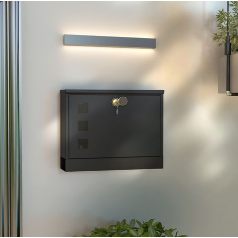 Cassetta postale 36.5x11.5x29cm serratura 2 chiavi 3 finestre antifrastuono metallo nera per ingresso (1/5)