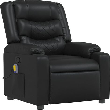 Poltrona relax TV funzione massaggio reclinabile 6 punti massaggio in PVC nero DEC027039