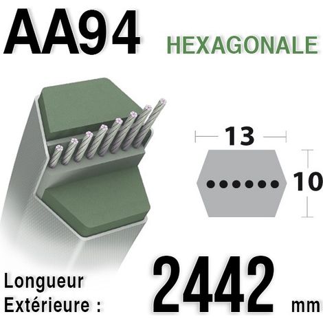 Courroie pour moteur thermique AA94 – Longueur 2442 mm – Compatible tondeuses MTD plateau N 2008/2009 – Modèle 754-04174