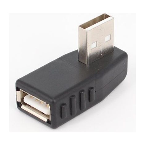 Right-angled USB adapter, male to female USB connector, right-angled connector, USB 2.0 male to female, 90-degree angled connector. (1/5)
