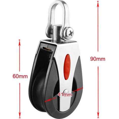 Single pulley made of stainless steel and ABS plastic with swivel bearing / pulley for nylon rope / lifting pulley – accessories for shipbuilding