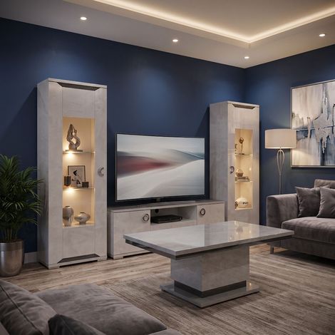 Ensemble salon aspect ciment et anthracite - LIBECCIO (1/5)