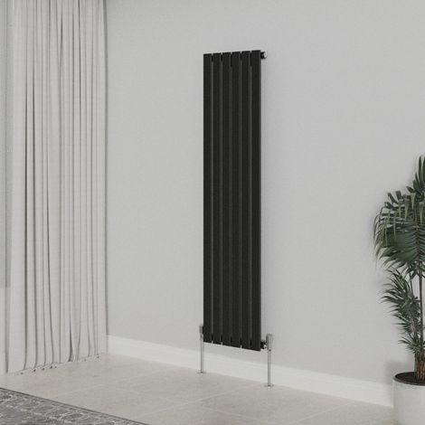 WarmeHaus Vertical 1600x408mm Flat Panel Radiator Black Single (1/5)