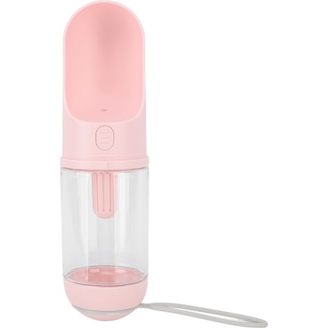 Stilvolle, leichte und auslaufsichere Hunde-Trinkflasche aus einem Stück – tragbarer Wasserspender für Haustiere, 330 ml, Pink (1/5)