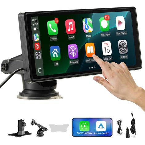 VEVOR kabelloses Autoradio (254 mm) tragbares Radio mit Touchscreen, kompatibel mit Apple CarPlay Android Auto, CarPlay-Bildschirm fürs Auto mit Sprachsteuerung Mirror Link Bluetooth GPS-Navigation (1/5)