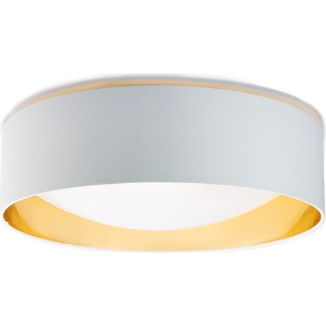ALPINALUZ  Plafón LED Lámpara de Tcho con Pantalla Textil Ø40cm 3000K-4000K-6000K 36W "Stellar" Blanco/Dorado (1/5)