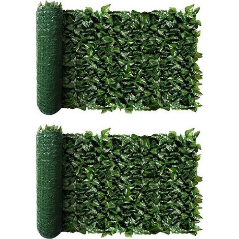 Lot de 2 feuilles vertes artificielles décoratives pour clôture, extensibles, pour créer un écran de confidentialité et convient à la maison et au jardin. (1/5)