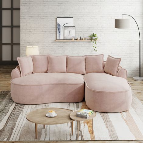 Modulares Sofa mit Chaiselongue Chenille Pink 122 cm OKMYHOME (1/5)