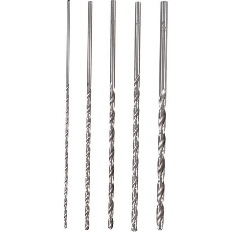 Juego de 5 brocas HSS largas de 150 mm, brocas helicoidales de 2, 3, 3,5, 4 y 5 mm para madera y metal. (1/4)