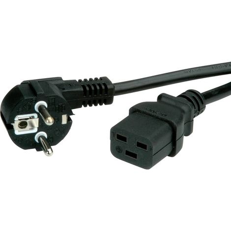 Câble de raccordement noir 2.00 m – H05VV-F 3G 1,5 mm² – 16A 250V – Prise mâle IEC320 C19 – Value (1/2)