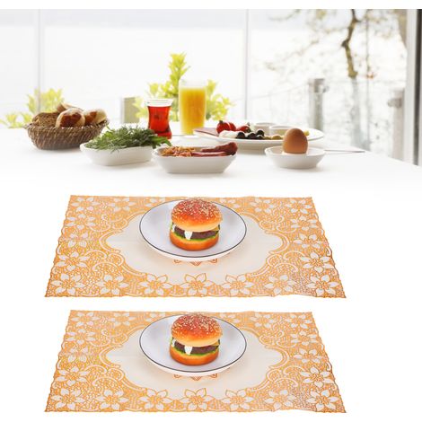 Set aus 2 goldenen PVC-Platzsets (30 x 45 cm), Untersetzern, Stil 2, für die Küchen- oder Hochzeitsdekoration. (1/5)