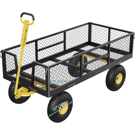 Carro de transporte, capacidad de carga de 410 kg, paneles laterales desmontables, color negro. (1/2)