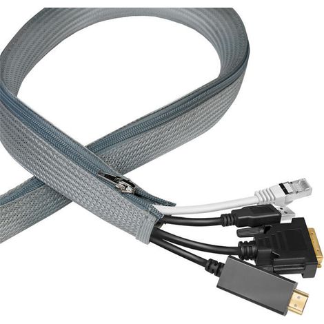 LOGILINK KAB0071 CUBIERTA DE CABLE CON CIERRE TRANSPARENTE PARA PROTEGER CABLES Y UN ASPECTO LIMPIO, 20 MM, 1 M, GRIS (1/4)