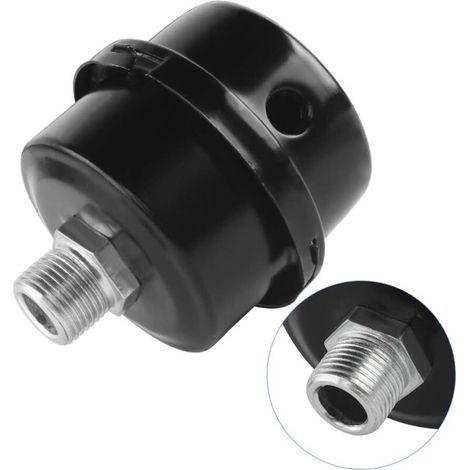 Silencieux de Filtre de Compresseur d'Air 1Pcs 3/8"16mm Compresseur d'Air Filtre d'Aspiration pour Utiliser dans l'Entrée du Compresseur d'Air et Bloquer la Poussière Réduire le Noise, noir (1/5)
