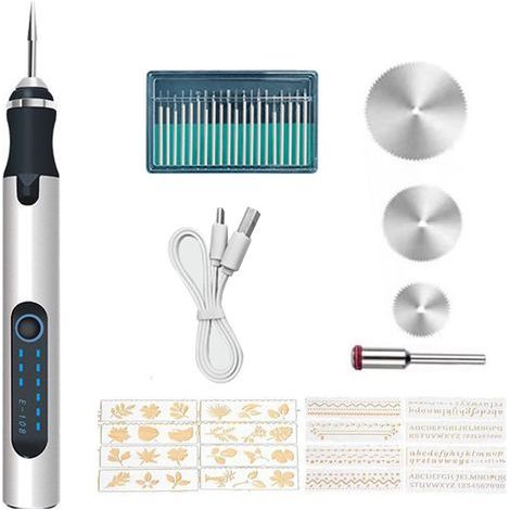 Kabelloser elektrischer Gravierstift, wiederaufladbare Schleifmaschine, Nageldesign-Werkzeugset, Silber (1/5)