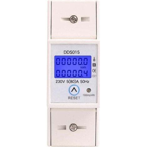 Sous compteur électrique monophasé 80A max modulaire, Simple tarif, Affichage LCD, Remise a zéro partielle (1/4)