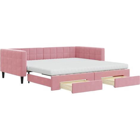 Maison Exclusive - Divano Letto Estraibile con Cassetti Rosa 100x200 cm Velluto (1/5)
