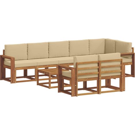 Ensemble de canapés d'extérieur 9 pc Naturel et Beige vidaXL (1/5)