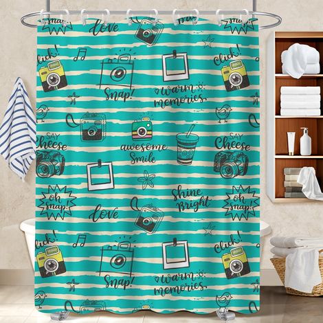 Rideau de bain imprimé polyester 180x180 bordure lestée cache baignoire pour campin (1/5)