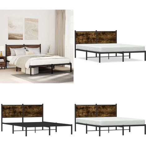 Metallbett ohne Matratze Räuchereiche 140x200 cm - Metallbett - Doppelbett - Boxspringbetten - Bettsystem - Schlafzimmereinrichtung - Home & Living (1/5)