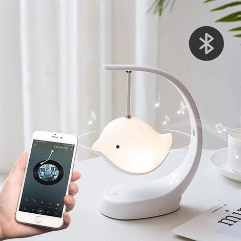 (Blanc)Veilleuse Bébé Musicale et Lumineuse avec Enceinte Bluetooth,Veilleuse Enfant,Lampe de Chevet Oiseau 7 Couleurs pour Chambre Enfant (1/5)