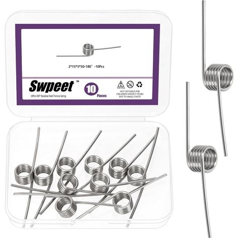 10Pcs 180 Degree Stainless Steel Torsion Springs 2mm Wire Diameter 15mm Outside Diameter, 50mm Tiny Mechanical Torsion Spring Small Torsion Spring For Repair (1/5)