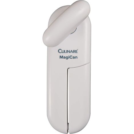 Ouvre-Boîte Manuel, Blanc, Poignée Antidérapante et Bouton Tournant Ergonomique pour Seniors, Droitiers ou Gauchers, Plastique/Acier inoxydable (1/5)