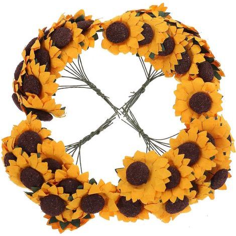 100 schicke Mini-Sonnenblumen aus künstlichem Papier für Hochzeitsdekorationen und Bastelarbeiten (orange) (1/4)