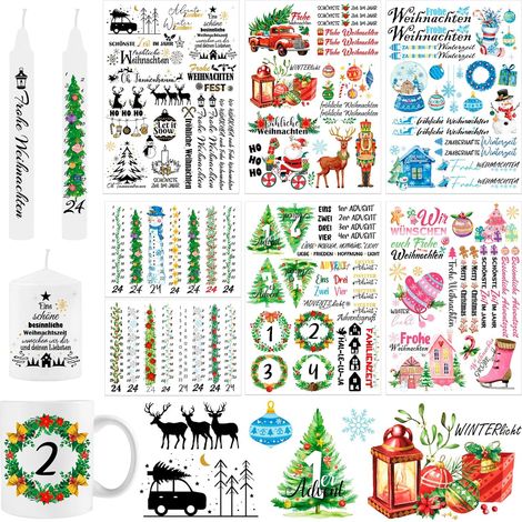 6 Tatouages pour Bougies de Nol, Tatouages pour Bougies de Nol pour Calendrier de l'Avent, Feuilles pour Bougies de Nol, Autocollants pour Bougies de Nol, Citations ¨¤ Offrir (1/5)