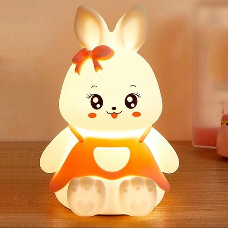 Luce notturna a forma di coniglietto - Luce notturna carina - Luce notturna in silicone alimentare - Luce notturna per bambini - Luce notturna per cameretta - 3 impostazioni di luminosità - Timer - Ar (1/5)
