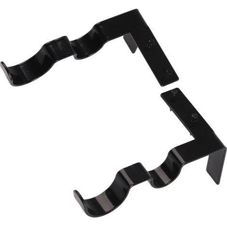 Support double pour tringle à rideaux, acier, capacité de 9 kg, installation facile, crochets pour tringle à rideaux pour la maison et le bureau, noir (1/5)