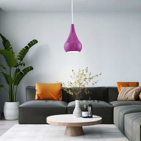 Design Pendel Hänge Leuchte Ess Zimmer purple Decken Flur Lampe im Set inkl. LED Leuchtmittel