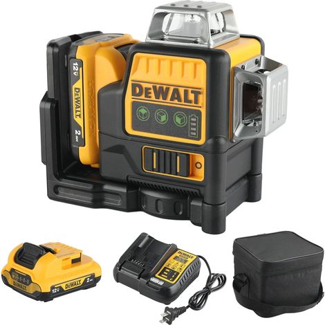 DEWALT DW089LG 12V Kreuzlinienlaser 3 x 360° Grüner selbstnivellierender Baustellenlaser mit Akku & Lader